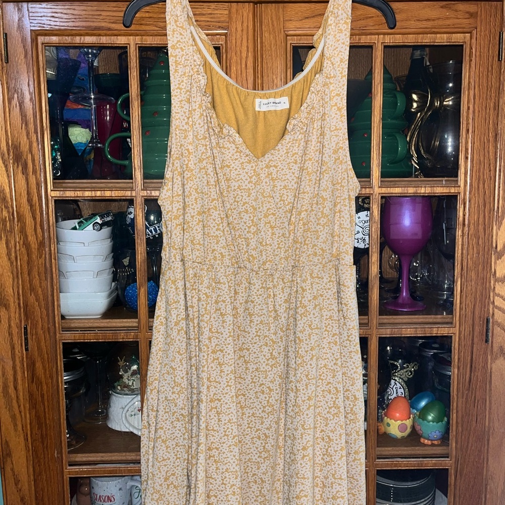 Lucky Brand Yellow Floral Midi Dress